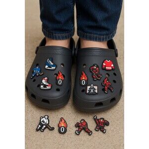 BFWRGUO 20 Pack Hockey Shoe Charms – 360pcs Team Bundle Party Favors Croc Jibbit